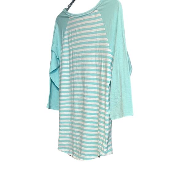 COLUMBIA 3/4 SLEEVE, PULL-OVER TOP, WOMENS, L, LIGHT GREEN & WHITE STRIPES - Picture 6 of 11